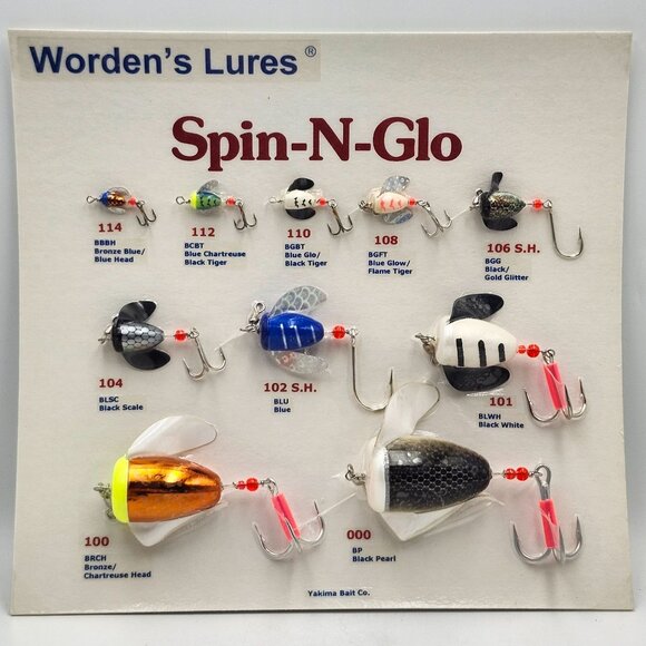 Yakima Bait Spin-N-Glo Show Display Board Sizes Fishing Tackle Lures 422810 - Picture 1 of 3